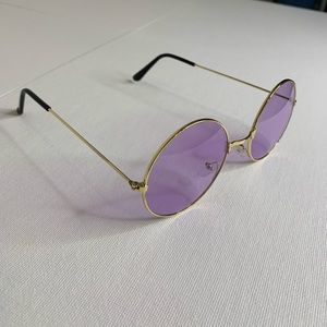 Trendy 70s Costume Sunglasses | One Size | color: Purple with Gold frame